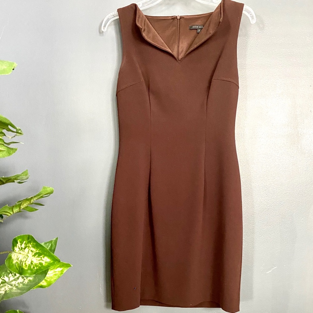 Brown v-neck dress - David Meister | 2